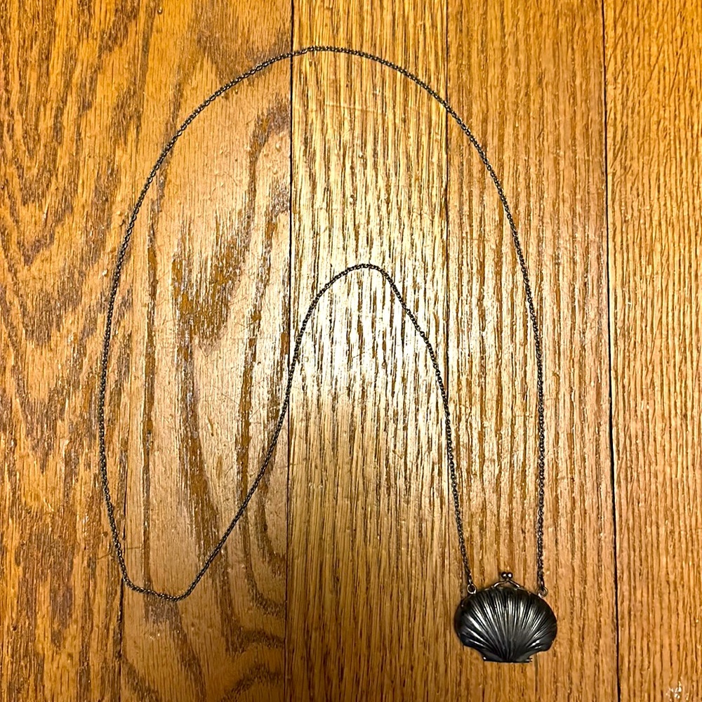 Sterling silver Shell “purse” locket necklace